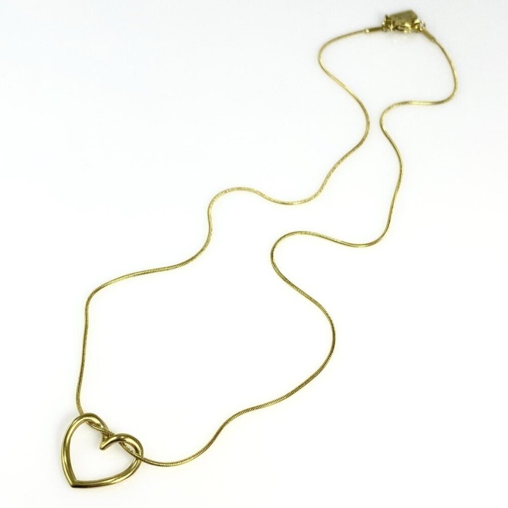 Curled Heart Snake Chain Necklace Gold Plated Stainless Steel